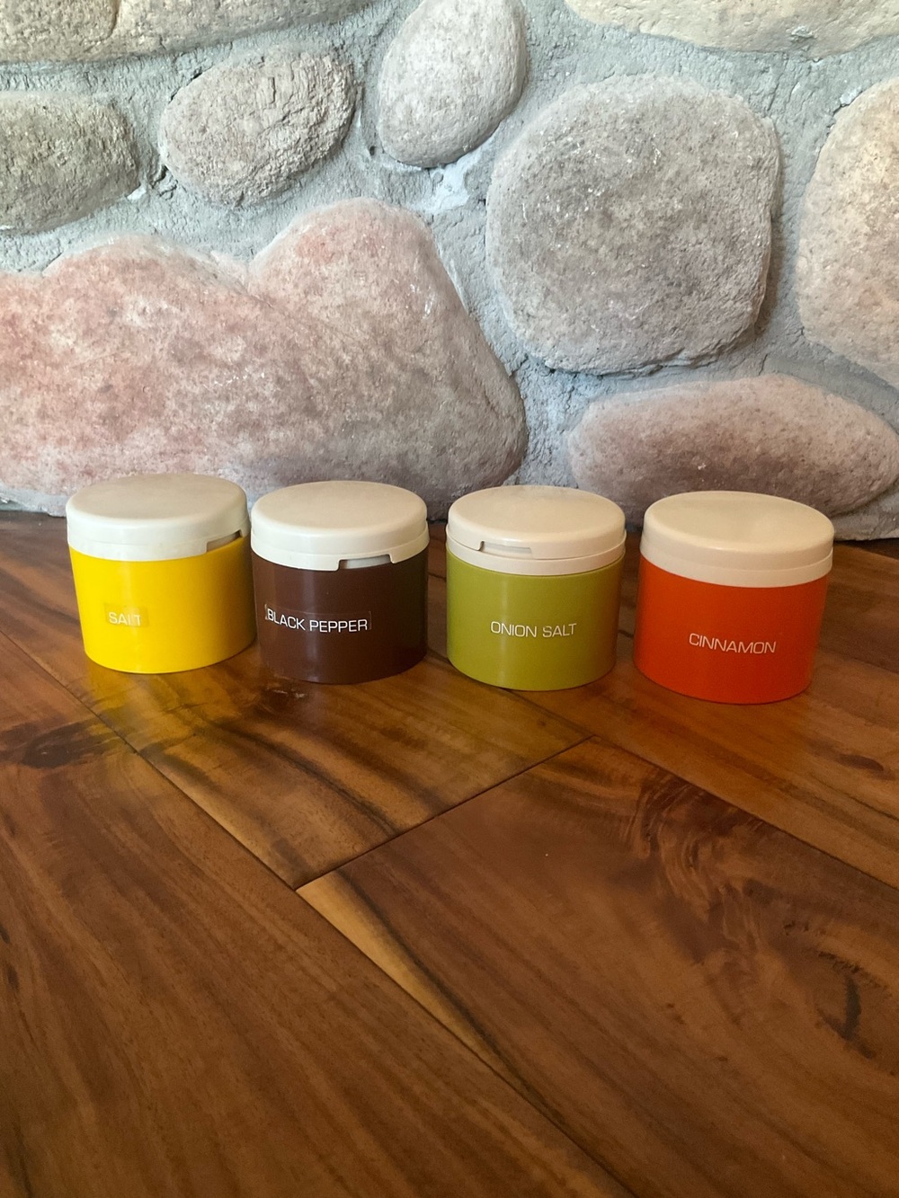 Vintage Tupperware Stacking Spice Set Mid-Century 70s Set of 4